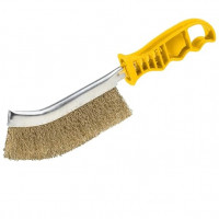 NovoTools Hand Metal Brush, Brass-Coated Wire Plastic Handle