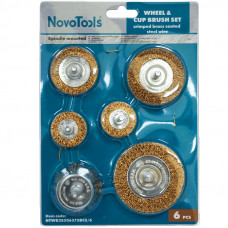 NovoTools Wheel And Cup Brushes For Drills, set of 6 pcs