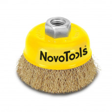 NovoTools Cup Brush Crimped Wire Brass Coated