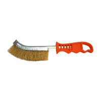 BRASS-COATED NovoTools WIRE BRUSHES, PLASTIC HANDLE/RED, 250mm