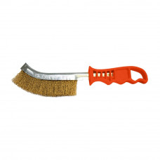 BRASS-COATED NovoTools WIRE BRUSHES, PLASTIC HANDLE/RED, 250mm