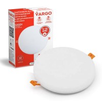 Светодиодный светильник VARGO круг 12W 5000K 1200lm 175-265V с регулируемыми клипсами размер отв. 50-70mm, размер 85mm (V-111776)