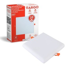 Светодиодный светильник VARGO квадрат 18W 5000K 1800lm 175-265V с регулируемыми клипсами размер отв. 50-105mm, размер 120*120mm (V-111781)