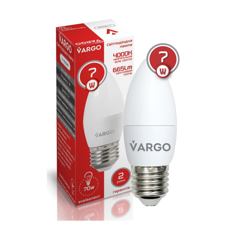 LED лампа VARGO C37 7W E27 665lm 4000K (V-110525)