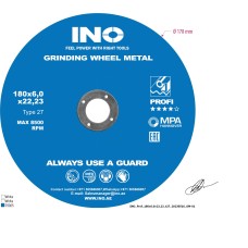 Grinding disc for metal INO 27 14А (7") 180 6,0 22,23