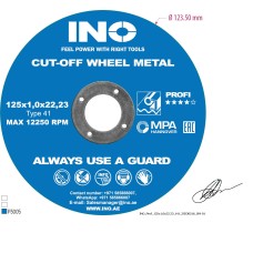 Cutting disc for metal+inox INO 41 14А (5") 125 1,0 22,23