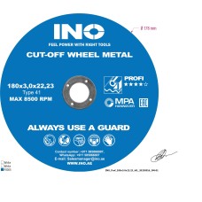 Cutting disc for metal+inox INO 41 14А (7") 180 3,0 22,23