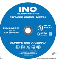 Cutting disc for metal+inox INO 41 14А (9") 230 3,0 22,23