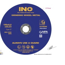 Grinding disc for metal INO Extreme 27 14А (7") 180 6,0 22,23