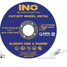 Cutting disc for metal INO Extreme 41 14А  (4.5") 115 1,6 22,23