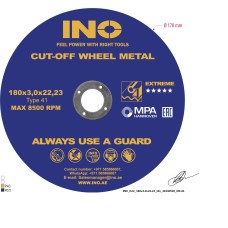 Cutting disc for metal INO Extreme 41 14А (7") 180 3,0 22,23