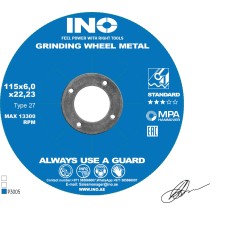 Grinding disc for metal INO STANDARD 27 14А  (4.5") 115 6,0 22,23