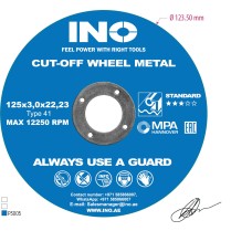 Cutting disc for metal+inox INO STANDARD 41 14А  (5") 125 3,0 22,23