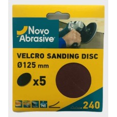 Sanding discs hook and loop NovoAbrasive (5") 125 mm P240, set of 5 pcs.