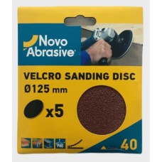 Sanding discs hook and loop NovoAbrasive (5") 125 mm P40, set of 5 pcs.