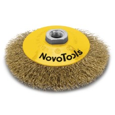 NovoTools Bevel Brush Crimped Wire Brass Coated, 115 mm