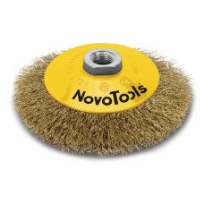 NovoTools Bevel Brush Crimped Wire Brass Coated, 125 mm