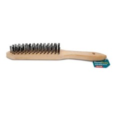 NovoTools Hand Metal Brush, Steel Wire with Wooden Handle, 6x16