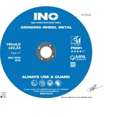 Grinding disc for metal INO 27 14А (7") 180 6,0 22,23