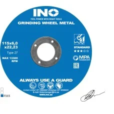 Grinding disc for metal INO STANDARD 27 14А  (4.5") 115 6,0 22,23