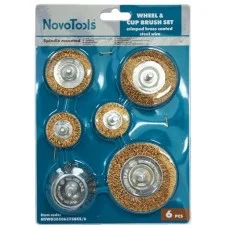 NovoTools Wheel And Cup Brushes For Drills, set of 6 pcs