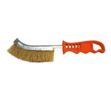 BRASS-COATED NovoTools WIRE BRUSHES, PLASTIC HANDLE/RED, 250mm