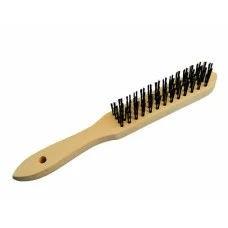 NovoTools Hand Metal Brush, Steel Wire with Wooden Handle, 4x16