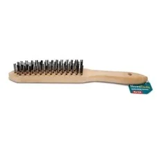 NovoTools Hand Metal Brush, Steel Wire with Wooden Handle, 6x16