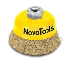 NovoTools Cup Brush Crimped Wire Brass Coated, 65 mm